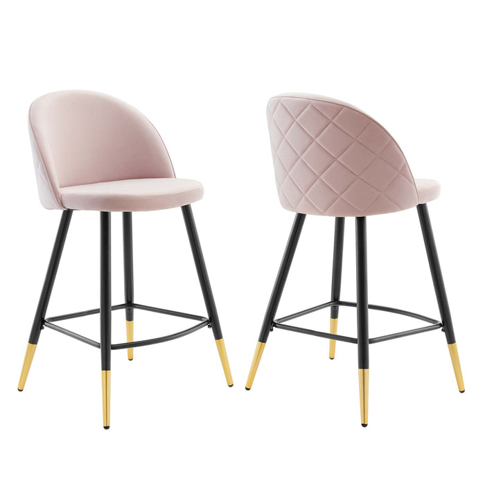 Cordial Performance Velvet Counter Stools - Set of 2