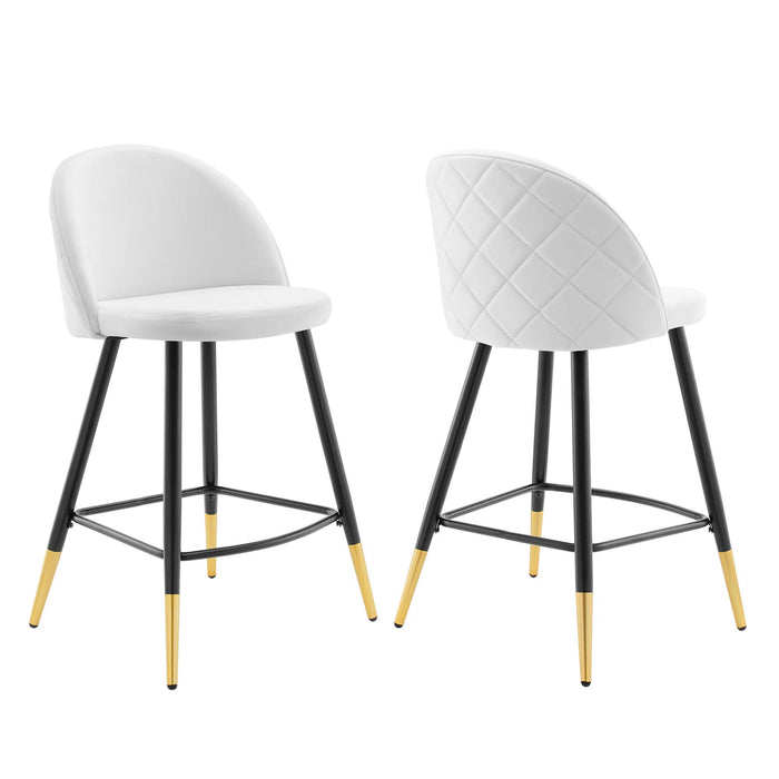 Cordial Performance Velvet Counter Stools - Set of 2