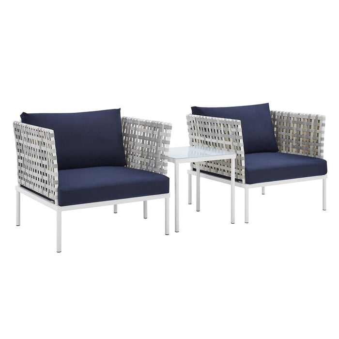 Harmony 3-Piece  Sunbrella® Basket Weave Outdoor Patio Aluminum Seating Set