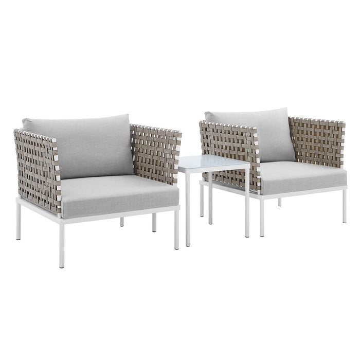 Harmony 3-Piece  Sunbrella® Basket Weave Outdoor Patio Aluminum Seating Set