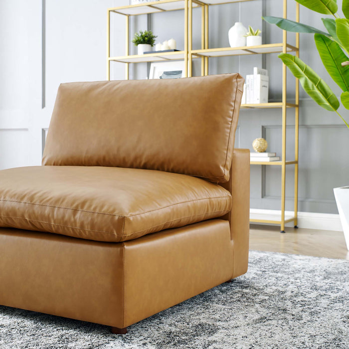 Commix Down Filled Overstuffed Vegan Leather Armless Chair