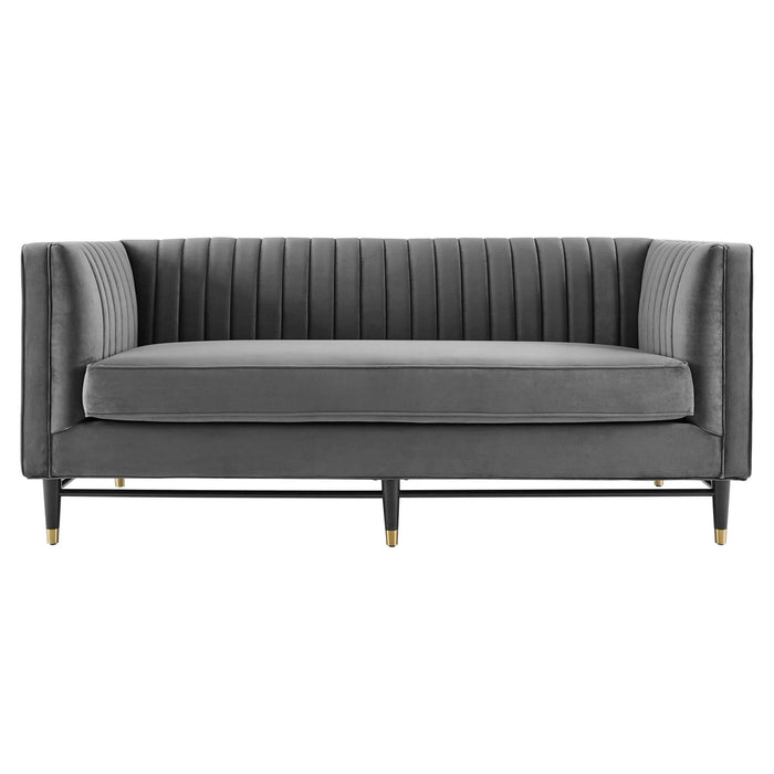 Devote Channel Tufted Performance Velvet Loveseat