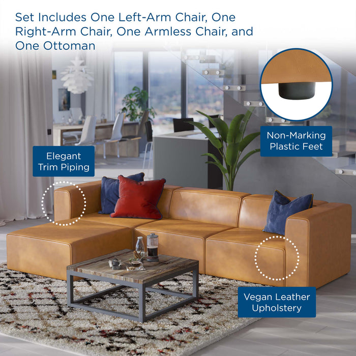 Mingle Vegan Leather Sofa and Ottoman Set