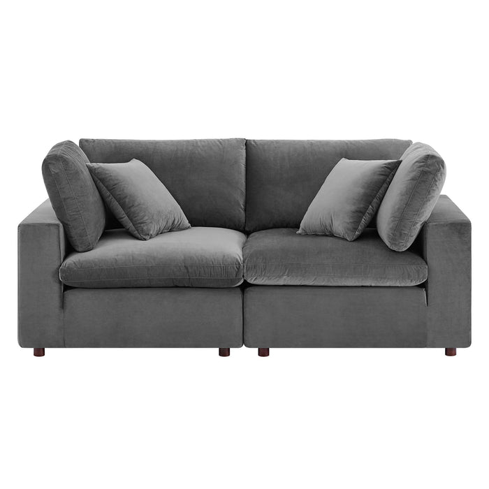 Commix Down Filled Overstuffed Performance Velvet Loveseat