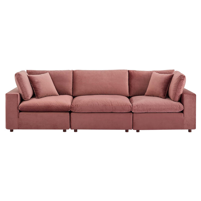 Commix Down Filled Overstuffed Performance Velvet 3-Seater Sofa