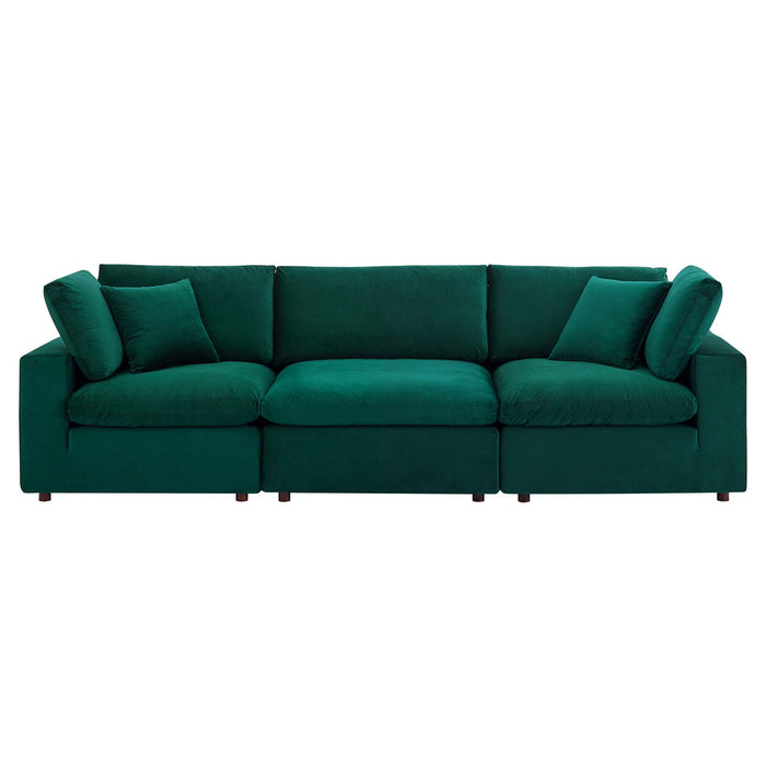 Commix Down Filled Overstuffed Performance Velvet 3-Seater Sofa