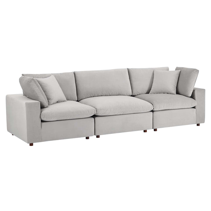 Commix Down Filled Overstuffed Performance Velvet 3-Seater Sofa