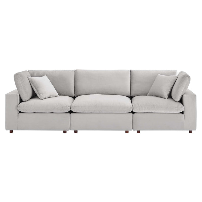 Commix Down Filled Overstuffed Performance Velvet 3-Seater Sofa