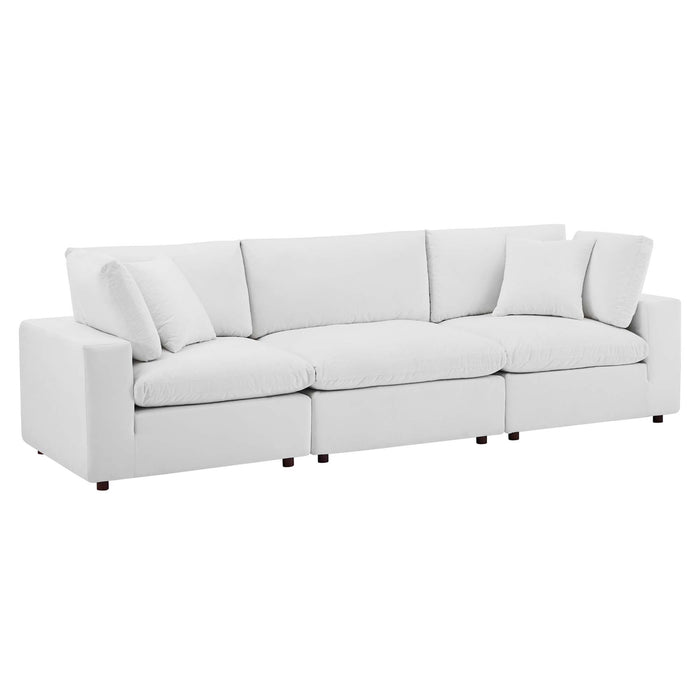 Commix Down Filled Overstuffed Performance Velvet 3-Seater Sofa