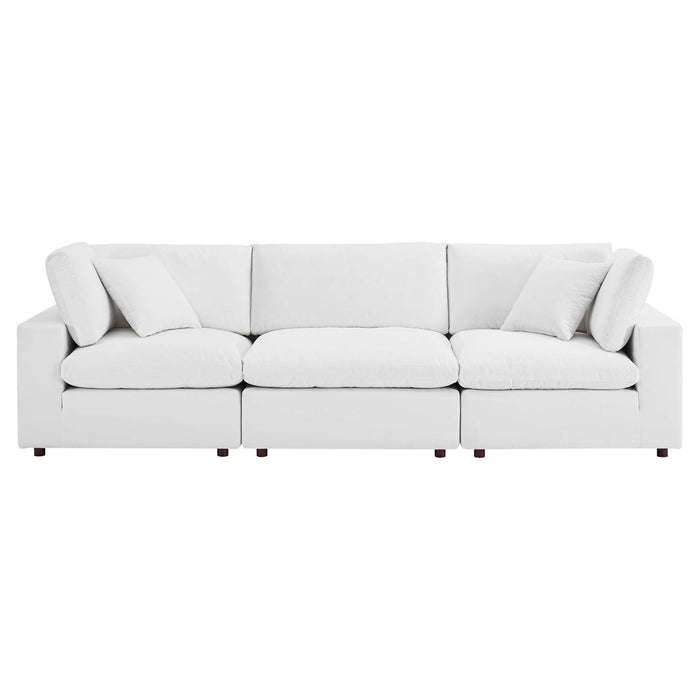 Commix Down Filled Overstuffed Performance Velvet 3-Seater Sofa