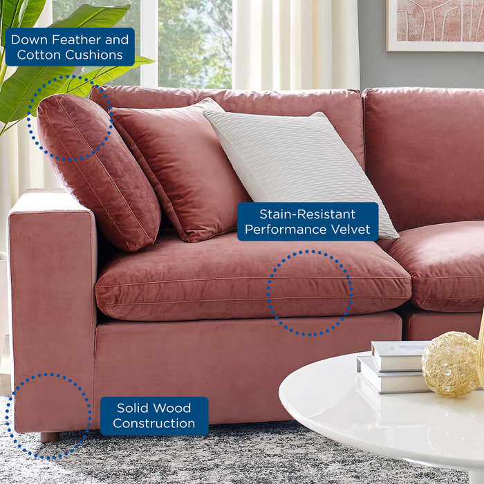 Commix Down Filled Overstuffed Performance Velvet 4-Piece Sectional Sofa