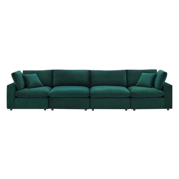 Commix Down Filled Overstuffed Performance Velvet 4-Seater Sofa