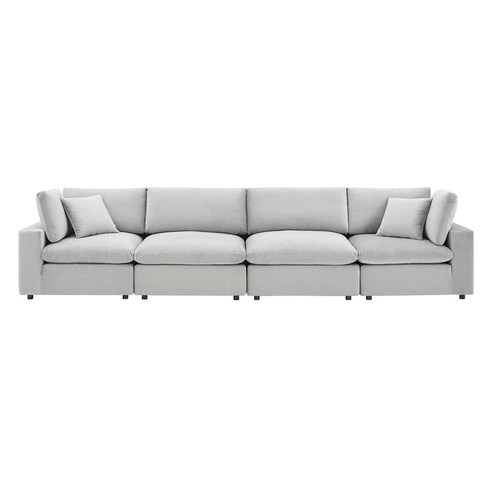 Commix Down Filled Overstuffed Performance Velvet 4-Seater Sofa