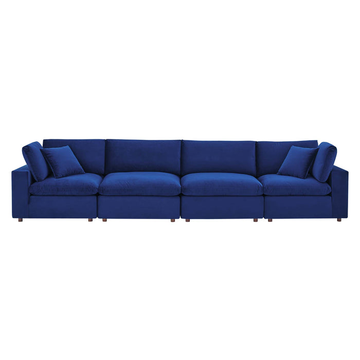 Commix Down Filled Overstuffed Performance Velvet 4-Seater Sofa