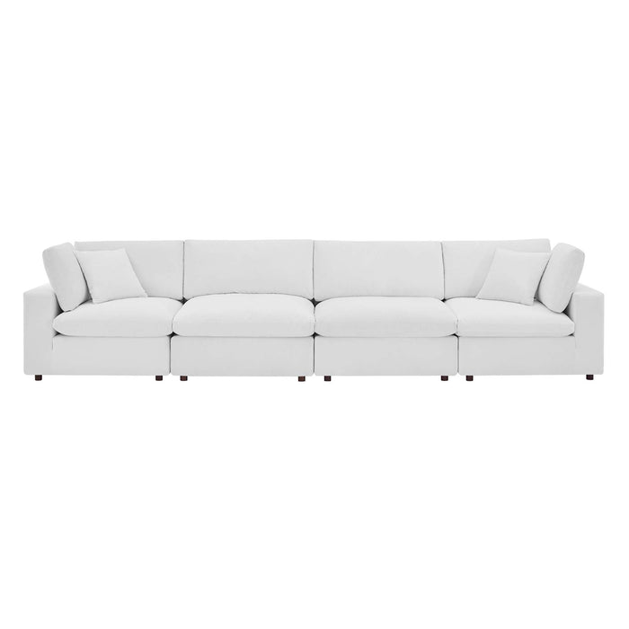 Commix Down Filled Overstuffed Performance Velvet 4-Seater Sofa