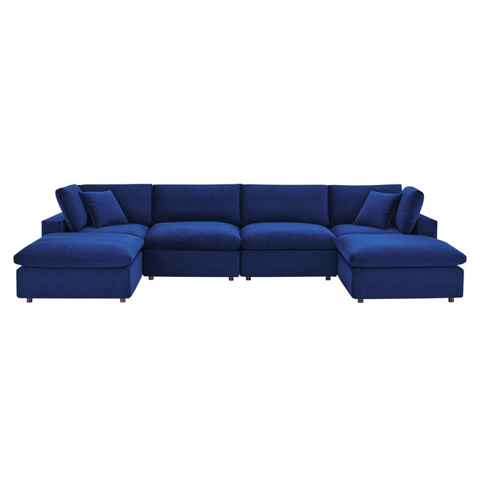 Commix Down Filled Overstuffed Performance Velvet 6-Piece Sectional Sofa