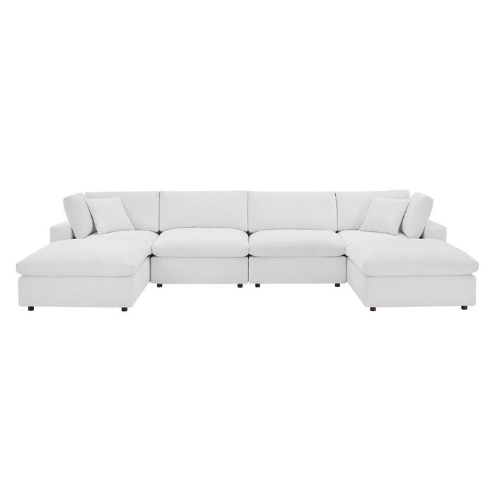 Commix Down Filled Overstuffed Performance Velvet 6-Piece Sectional Sofa