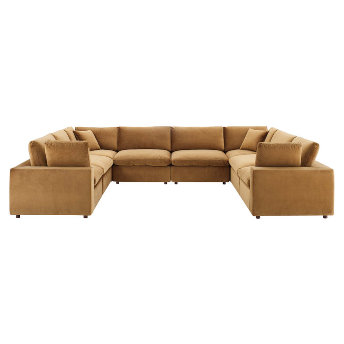 Commix Down Filled Overstuffed Performance Velvet 8-Piece Sectional Sofa