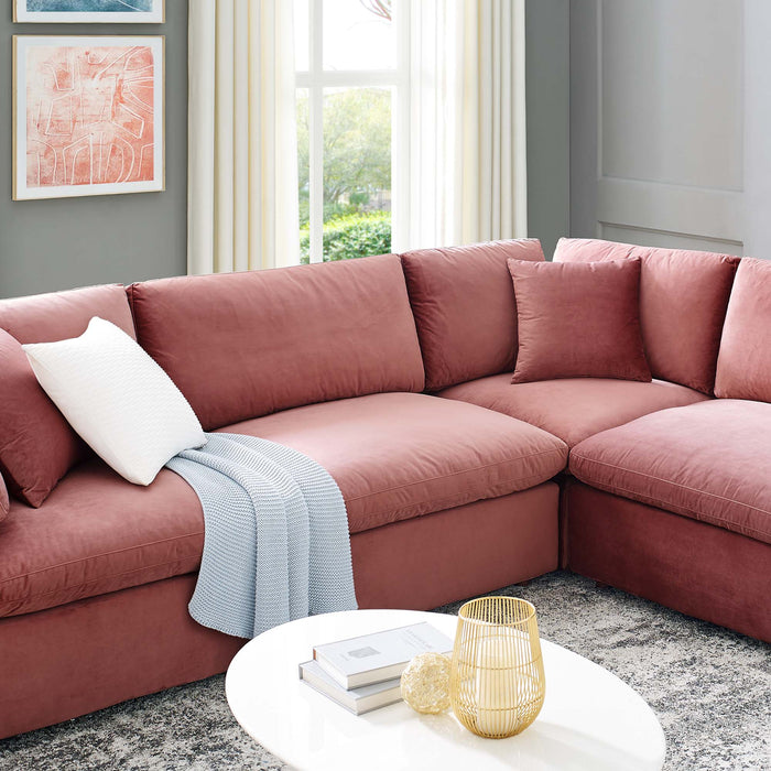 Commix Down Filled Overstuffed Performance Velvet 8-Piece Sectional Sofa