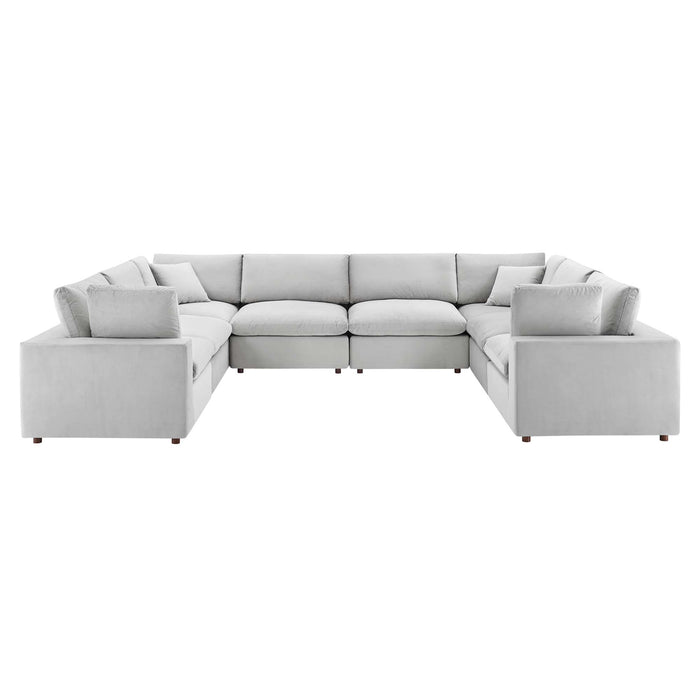 Commix Down Filled Overstuffed Performance Velvet 8-Piece Sectional Sofa