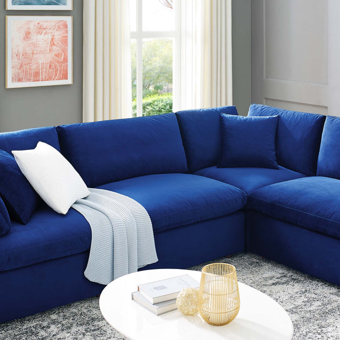 Commix Down Filled Overstuffed Performance Velvet 8-Piece Sectional Sofa