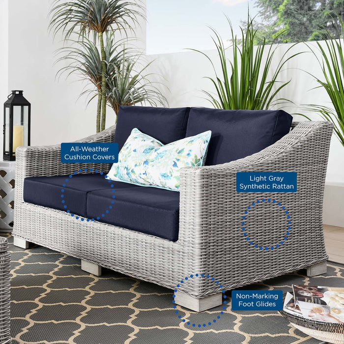 Conway Outdoor Patio Wicker Rattan Loveseat