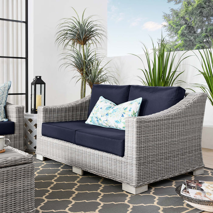 Conway Outdoor Patio Wicker Rattan Loveseat