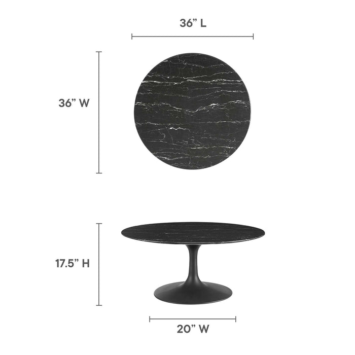 Lippa 36" Round Artificial Marble Coffee Table