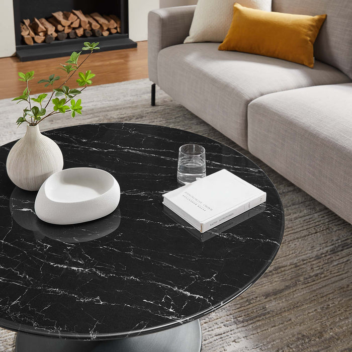 Lippa 36" Round Artificial Marble Coffee Table