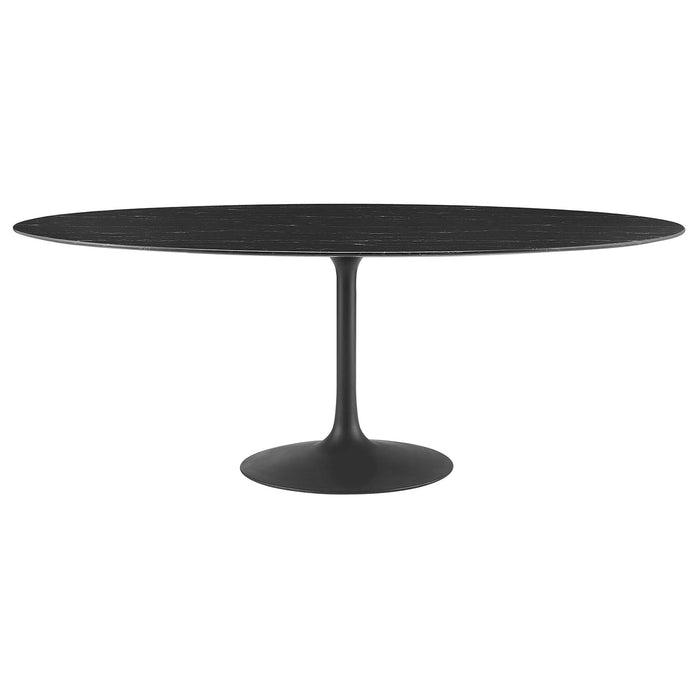 Lippa 78" Oval Artificial Marble Dining Table