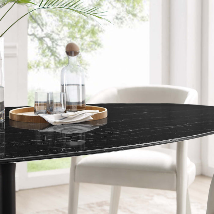 Lippa 78" Oval Artificial Marble Dining Table