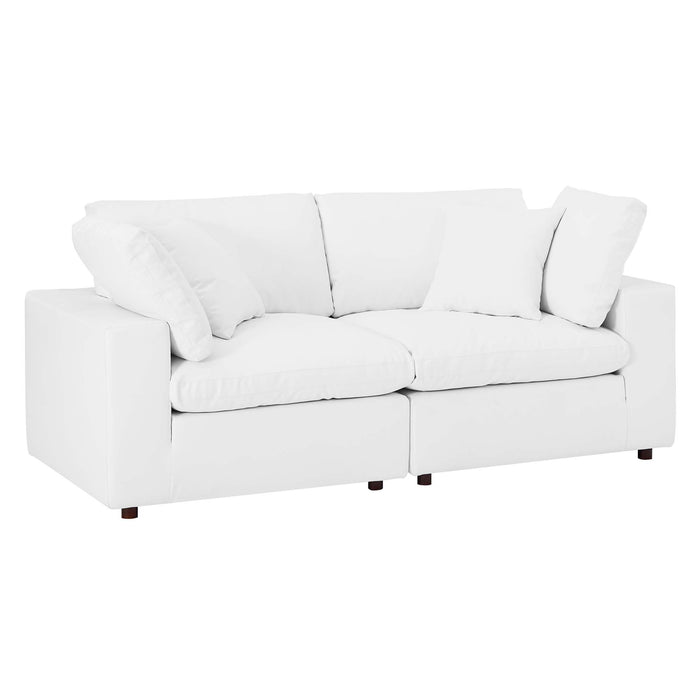 Commix Down Filled Overstuffed Vegan Leather Loveseat