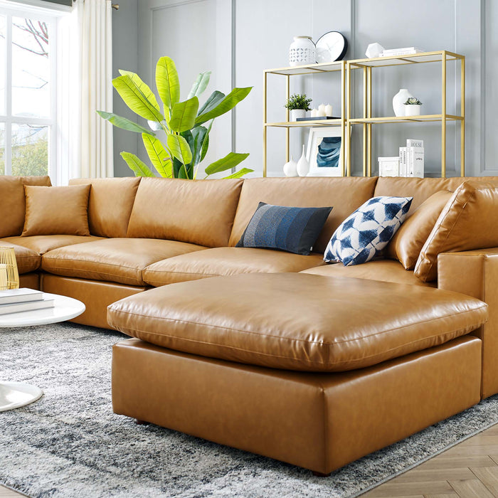 Commix Down Filled Overstuffed Vegan Leather 7-Piece Sectional Sofa