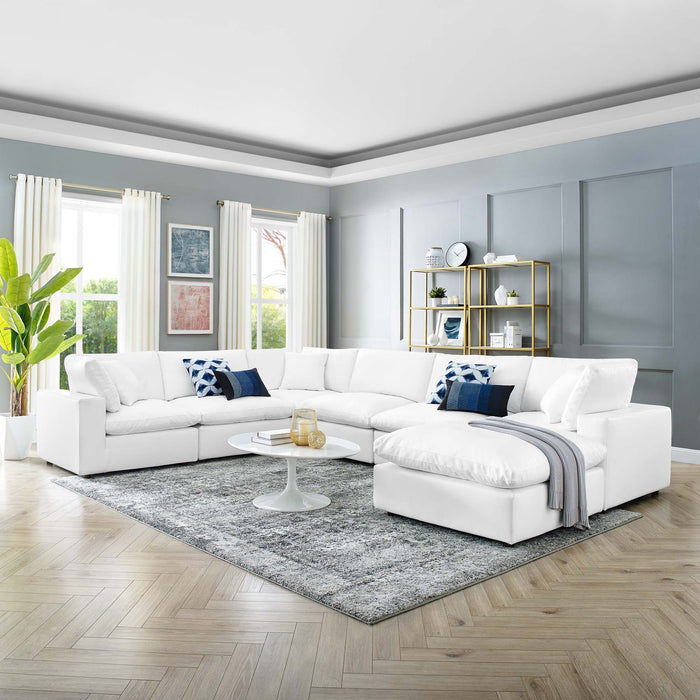 Commix Down Filled Overstuffed Vegan Leather 7-Piece Sectional Sofa