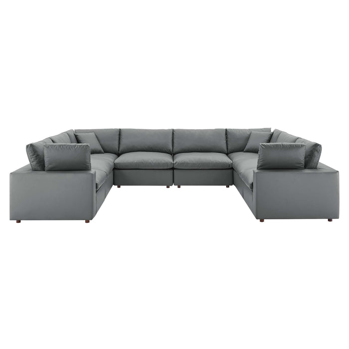 Commix Down Filled Overstuffed Vegan Leather 8-Piece Sectional Sofa