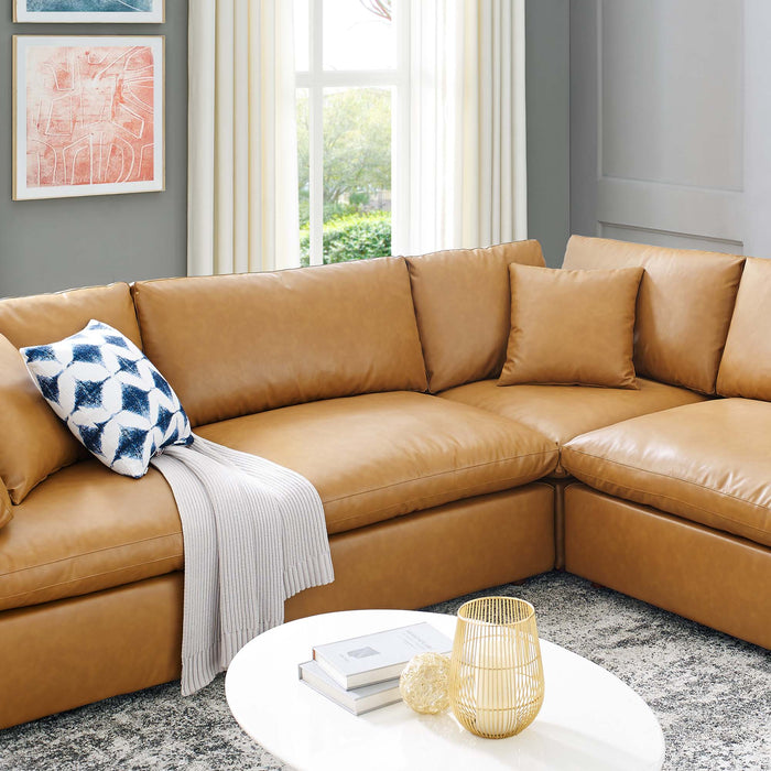 Commix Down Filled Overstuffed Vegan Leather 8-Piece Sectional Sofa