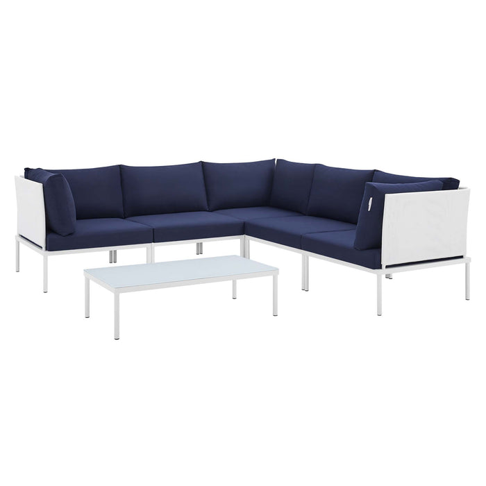 Harmony 6-Piece  Sunbrella® Outdoor Patio Aluminum Sectional Sofa Set