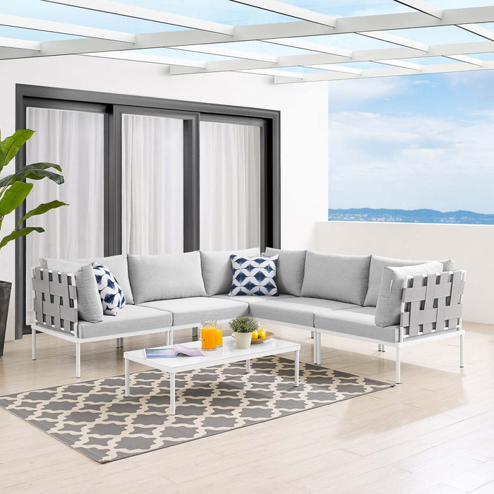 Harmony 6-Piece  Sunbrella® Outdoor Patio Aluminum Sectional Sofa Set