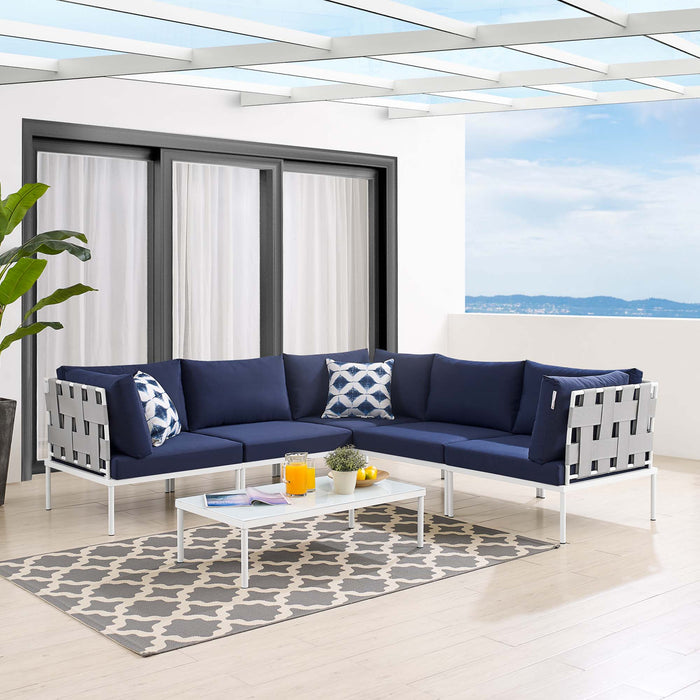 Harmony 6-Piece  Sunbrella® Outdoor Patio Aluminum Sectional Sofa Set