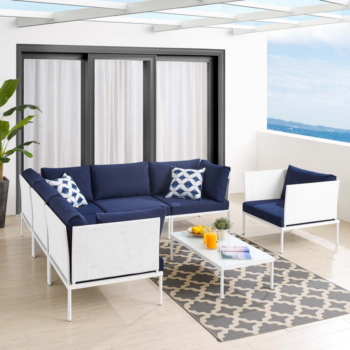 Harmony 7-Piece  Sunbrella® Outdoor Patio Aluminum Sectional Sofa Set