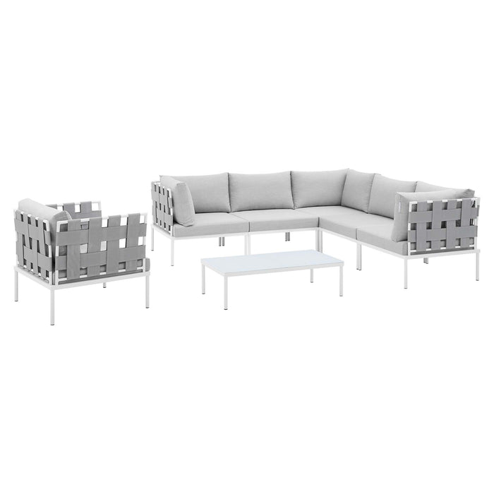 Harmony 7-Piece  Sunbrella® Outdoor Patio Aluminum Sectional Sofa Set