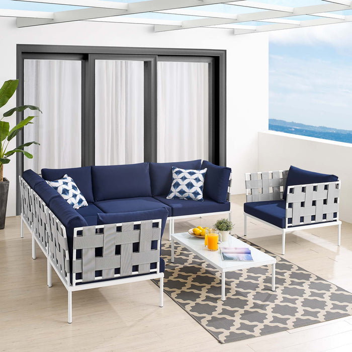 Harmony 7-Piece  Sunbrella® Outdoor Patio Aluminum Sectional Sofa Set