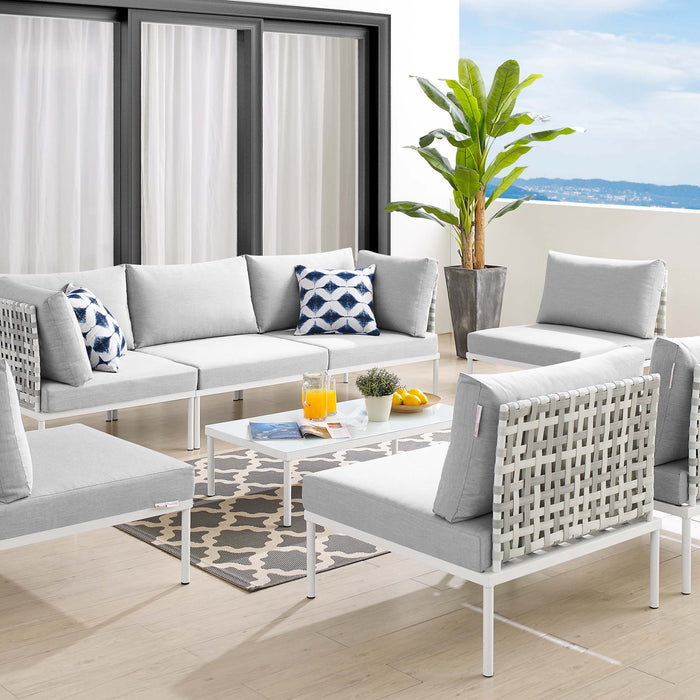 Harmony 8-Piece  Sunbrella® Basket Weave Outdoor Patio Aluminum Sectional Sofa Set