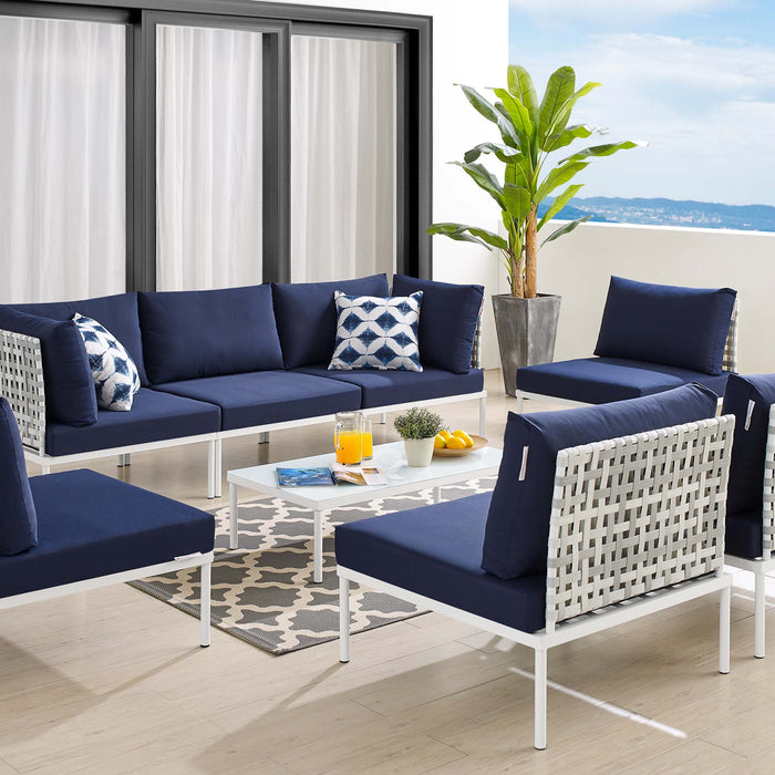 Harmony 8-Piece  Sunbrella® Basket Weave Outdoor Patio Aluminum Sectional Sofa Set