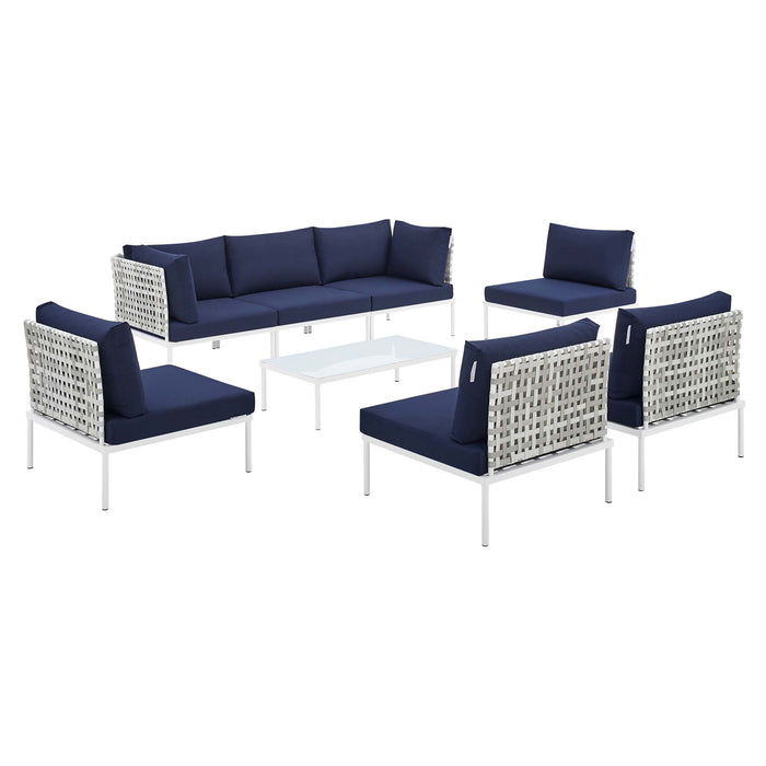 Harmony 8-Piece  Sunbrella® Basket Weave Outdoor Patio Aluminum Sectional Sofa Set