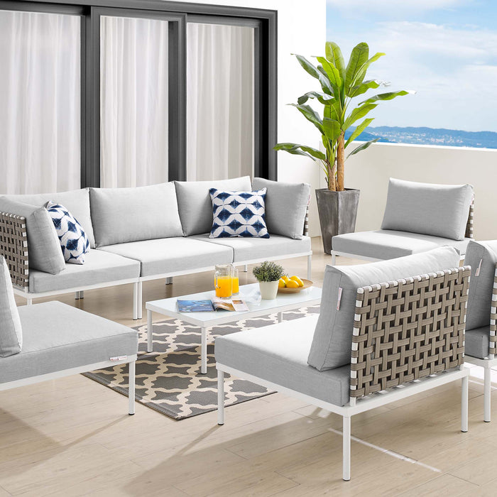 Harmony 8-Piece  Sunbrella® Basket Weave Outdoor Patio Aluminum Sectional Sofa Set