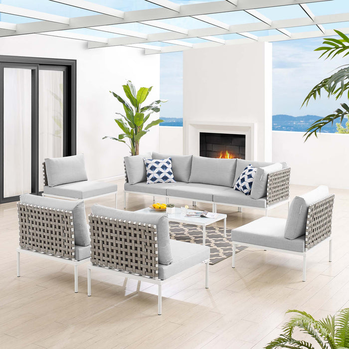 Harmony 8-Piece  Sunbrella® Basket Weave Outdoor Patio Aluminum Sectional Sofa Set