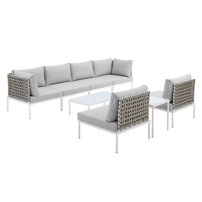 Harmony 8-Piece  Sunbrella® Basket Weave Outdoor Patio Aluminum Sectional Sofa Set