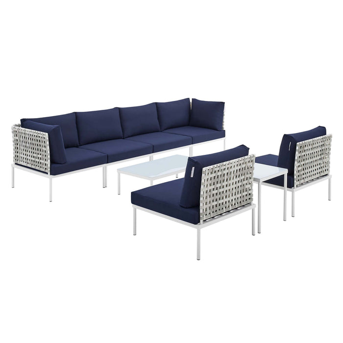 Harmony 8-Piece  Sunbrella® Basket Weave Outdoor Patio Aluminum Sectional Sofa Set