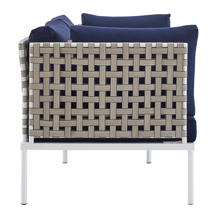 Harmony 8-Piece  Sunbrella® Basket Weave Outdoor Patio Aluminum Seating Set